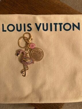 Louis Vuitton Upcycled Flamingo Charm/Zipper Pull Purse Charm/Keychain NWOT